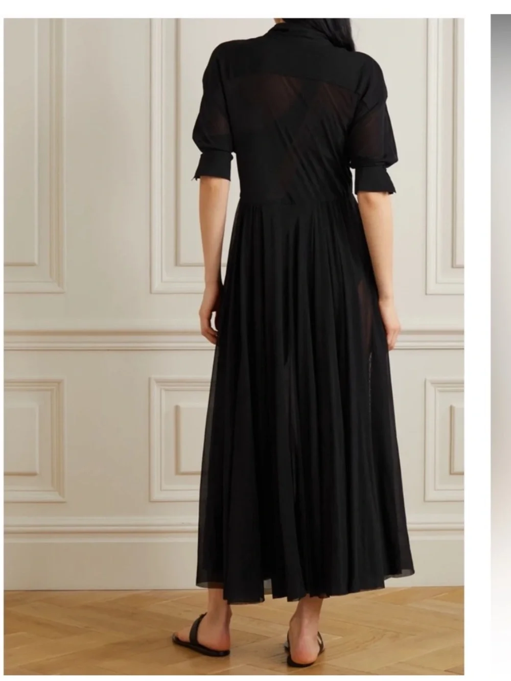 NORMA KAMALI • Sheer Black Bow Midi Dress - Absolutely Stunning - Picture 2 of 13